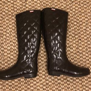 Brown quilted Hunter Boots